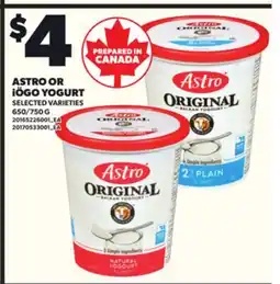 Loblaws ASTRO OR IÖGO YOGURT, 650/750 G offer