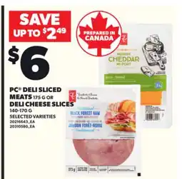 Loblaws PC DELI SLICED MEATS 175 G OR DELI CHEESE SLICES, 140-170 G offer