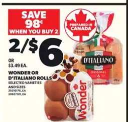Loblaws WONDER OR D'ITALIANO ROLLS offer