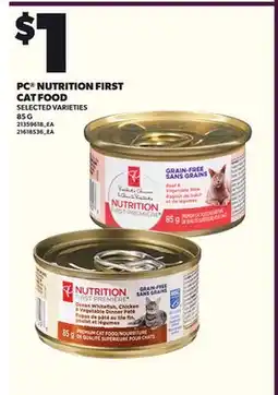 Loblaws PC NUTRITION FIRST CAT FOOD, 85 G offer
