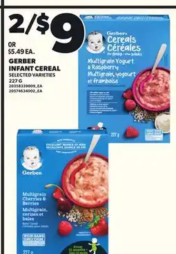 Loblaws GERBER INFANT CEREAL, 227 G offer