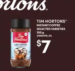Loblaws TIM HORTONS INSTANT COFFEE, 100 G offer