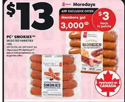 Loblaws PC SMOKIES , 1 KG offer