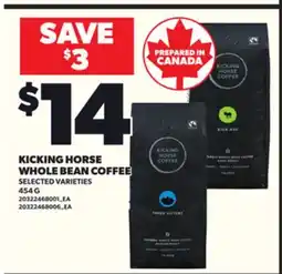Loblaws KICKING HORSE WHOLE BEAN COFFEE, 454 G offer