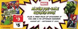 Loblaws MARVEL ALBUM PRE-SALE STICKER BOOK offer