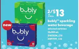 Loblaws BUBLY SPARKLING WATER BEVERAGE, 12X355 ML offer