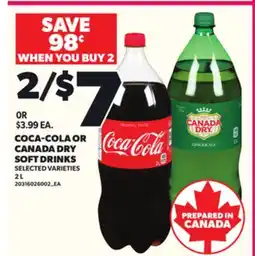 Loblaws COCA-COLA OR CANADA DRY SOFT DRINKS, 2 L offer