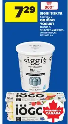 Real Canadian Superstore SIGGI'S SKYR, 650/750 G OR IÖGO YOGURT, 16X100 G offer