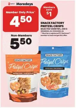 Real Canadian Superstore SNACK FACTORY PRETZEL CRISPS, 200 G offer