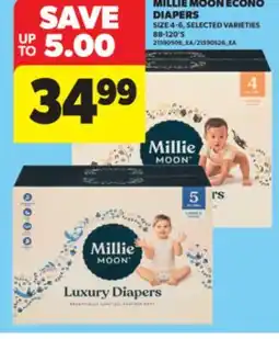 Real Canadian Superstore MILLIE MOON ECONO DIAPERS, SIZE 4-6, 88-120' S offer