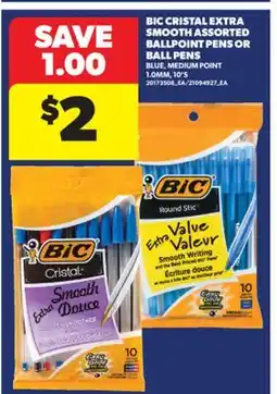Real Canadian Superstore BIC CRISTAL EXTRA SMOOTH ASSORTED BALLPOINT PENS OR BALL PENS, 1.0MM, 10' S offer