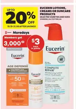 Real Canadian Superstore EUCERIN LOTIONS, CREAMS OR SUNCARE PRODUCTS offer