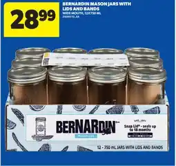 Real Canadian Superstore BERNARDIN MASON JARS WITH LIDS AND BANDS, 12X750 ML offer