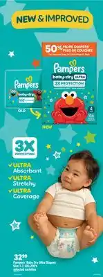 Real Canadian Superstore PAMPERS BABY DRY ULTRA DIAPERS, Size 1-7, 105-200' s offer