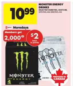 Real Canadian Superstore MONSTER ENERGY DRINKS, 4X473 ML offer