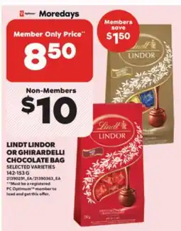 Real Canadian Superstore LINDT LINDOR OR GHIRARDELLI CHOCOLATE BAG, 142-153 G offer
