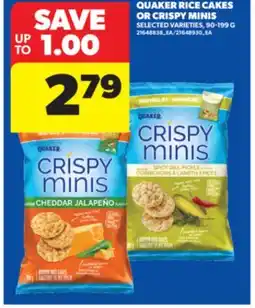 Real Canadian Superstore QUAKER RICE CAKES OR CRISPY MINIS, 90-199 G offer