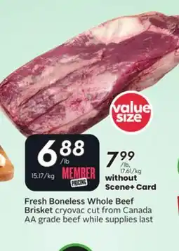Sobeys Fresh Boneless Whole Beef Brisket offer