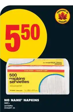 No Frills NO NAME NAPKINS, 500 s offer