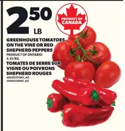 Independent Grocer GREENHOUSE TOMATOES ON THE VINE OR RED SHEPHERD PEPPERS offer
