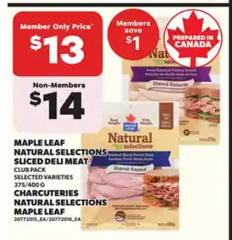 Independent Grocer MAPLE LEAF NATURAL SELECTIONS CLUB PACK, 375/400 G offer