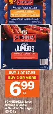 Foodland SCHNEIDERS Juicy Jumbos Wieners or Smoked Sausages offer