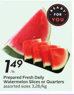 Sobeys Prepared Fresh Daily Watermelon Slices or Quarters offer