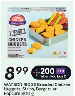 Sobeys WATSON RIDGE Breaded Chicken Nuggets, Strips, Burgers or Popcorn offer