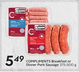 Sobeys COMPLIMENTS Breakfast or Dinner Pork Sausage offer