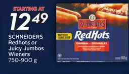 Sobeys SCHNEIDERS Redhots or Juicy Jumbos Wieners offer