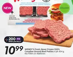 Sobeys WENDY'S Fresh, Never Frozen 100% Canadian Ground Beef Patties offer