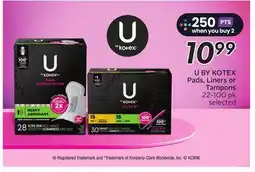 Sobeys U BY KOTEX Pads, Liners or Tampons offer