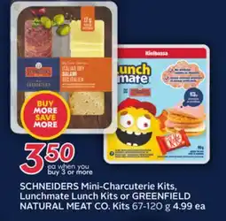Sobeys SCHNEIDERS Mini-Charcuterie Kits, Lunchmate Lunch Kits or GREENFIELD NATURAL MEAT CO. Kits offer