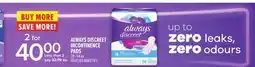 Metro ALWAYS DISCREET INCONTINENCE PADS offer