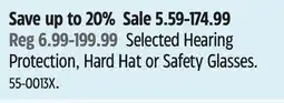 Canadian Tire Selected Hearing Protection, Hard Hat or Safety Glasses offer