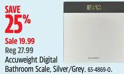 Canadian Tire Accuweight Digital Bathroom Scale, Silver/Grey offer