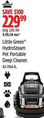 Canadian Tire Little Green HydroSteam Pet Portable Deep Cleaner offer