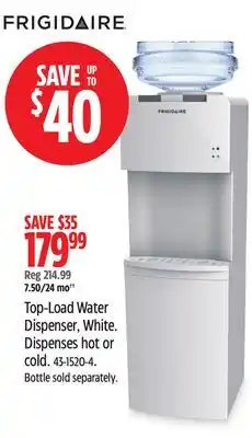 Canadian Tire Frigidaire Top-Load Water Dispenser, White. Dispenses hot or cold offer