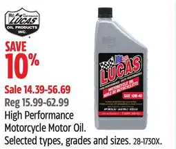 Canadian Tire Lucas Oil High Performance Motorcycle Motor Oil offer