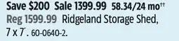 Canadian Tire Suncast Ridgeland Storage Shed, 7 x 7´ offer