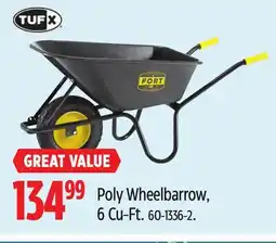 Canadian Tire TUFX Poly Wheelbarrow, 6 Cu-Ft offer