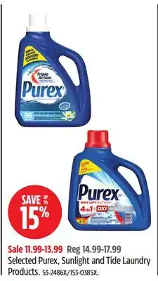 Canadian Tire Purex Selected Purex, Sunlight and Tide Laundry Products offer