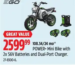Canadian Tire EGO POWER+ Mini Bike with 2x 56V Batteries and Dual-Port Charger offer
