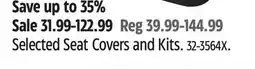 Canadian Tire Chevy Selected Seat Covers and Kits offer