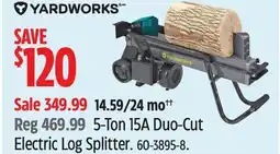 Canadian Tire Yardworks 5-Ton 15A Duo-Cut Electric Log Splitter offer