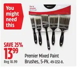 Canadian Tire Premier Mixed Paint Brushes, 5-Pk offer