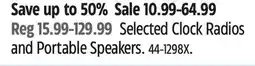 Canadian Tire Selected Clock Radios and Portable Speakers offer