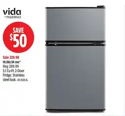 Canadian Tire Vida by PADERNO 3.1Cu-Ft 2-Door Fridge offer