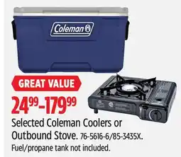 Canadian Tire Selected Coleman Coolers or Outbound Stove offer