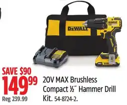 Canadian Tire DEWALT 20V MAX Brushless Compact 1⁄2˝ Hammer Drill Kit offer
